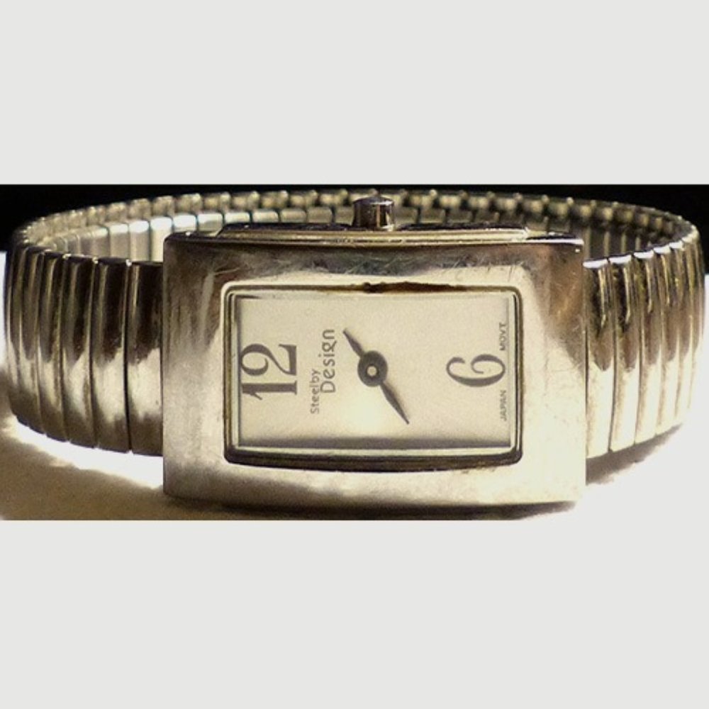 Steel by Design Stainless Steel Water Resistant Wristwatch Rectangle Case